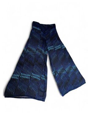 Sheer Cover-Up Pants Resortwear Flowy Wide Leg Pant Blue Beach Poolside Luxury M